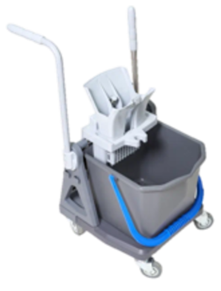 Одноведерная тележка Росмоп (колесная база с руч, ведро 25л с синей ручкой, отжим Росмоп Кваттро)