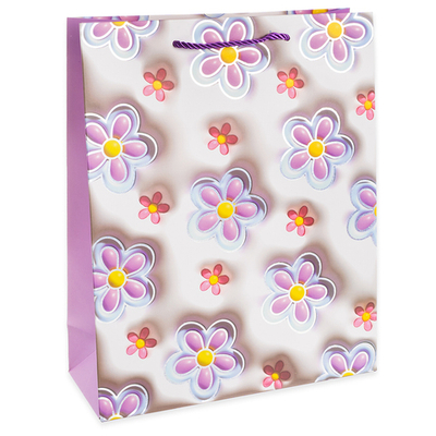 Пакет подарочный, Цветочная россыпь, Дизайн №2, Металлик, 32*26*10 см