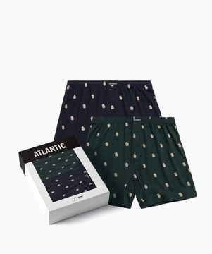 Трусы (2 шт) мужские семейные Atlantic 2MBH-003, темно-синий + изумрудный