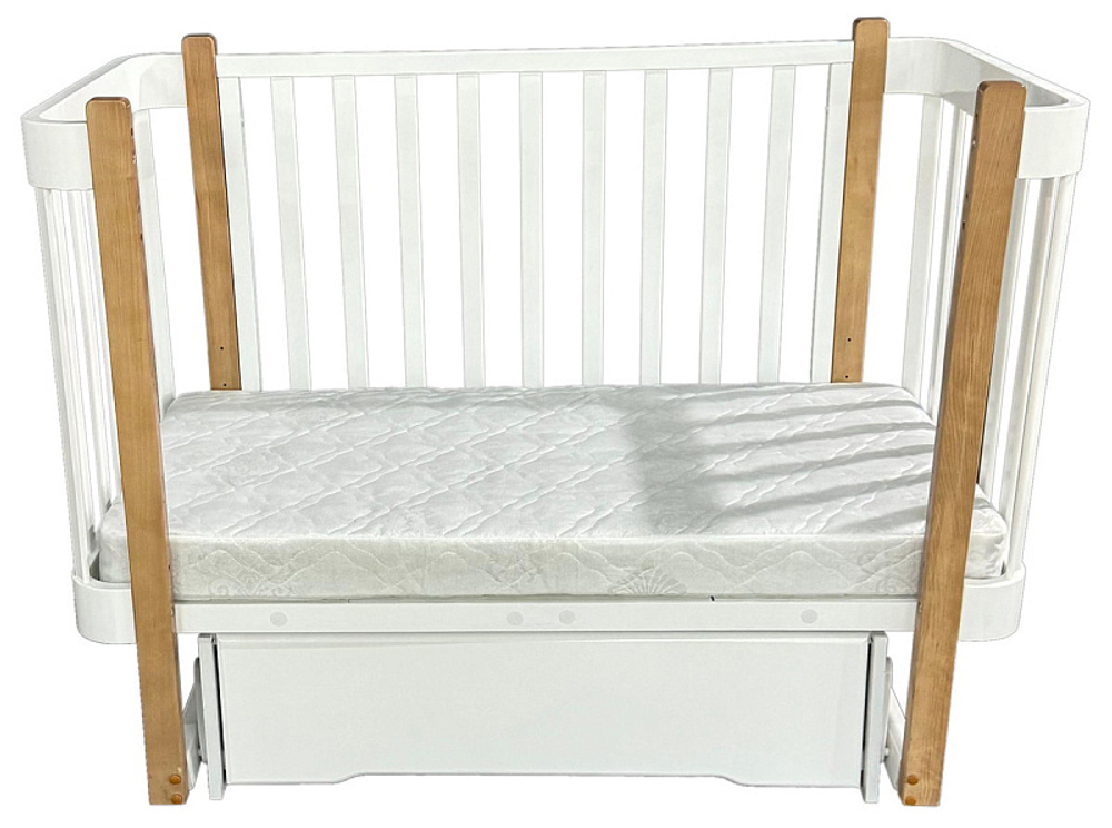 Детская кроватка Антел Nezabudka 2 поперечный маятник c ящиком белый/бук