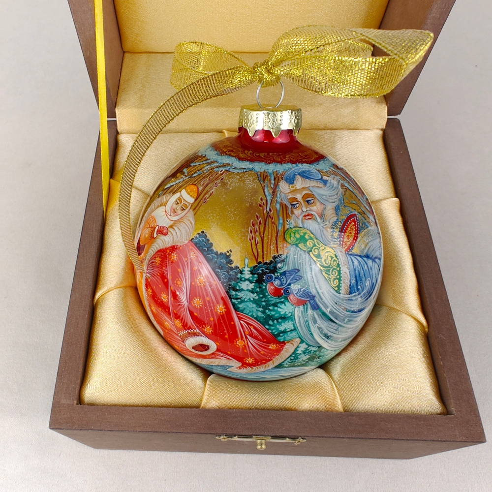 Шар новогодний с круговой росписью "Морозко" в футляре