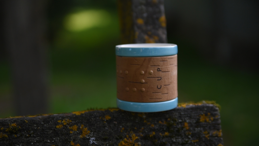 Кружка малая фарфоровая без ручки с берестой. Коллекция Dots (Пупырышки или Точки)