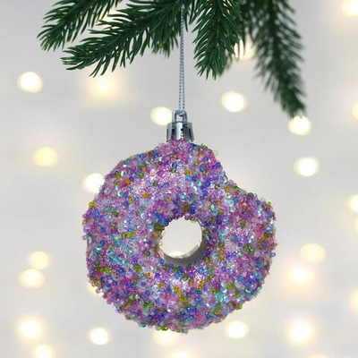 Елочная игрушка «Сладкий пончик» 8*4*10 см, Розовый