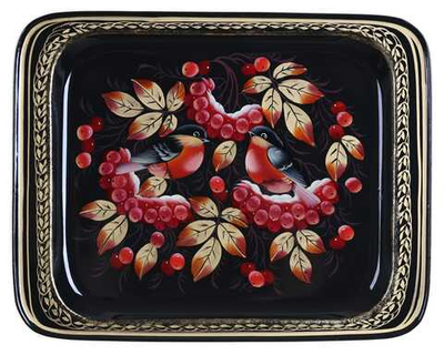 Жостовский поднос декоративный, размер 33х26 см (A13), металлический