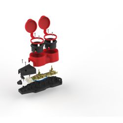 Колодка ЭРА KX-2e-RED-IP44 каучуковая с заземлением 2 розетки 16A IP44 красная | Колодки