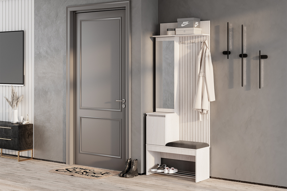 Прихожая Лама ПР-07, Ясень белый, Графит