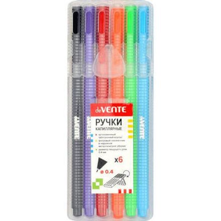 Набор капиллярных ручек 6цв. deVente Trio,  0.4мм, цветной корпус