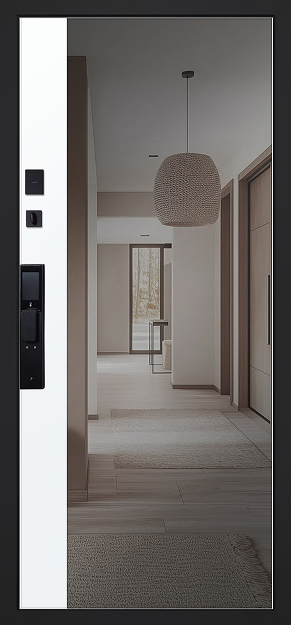 Стальная дверь "Silver" с зеркалом (биометрический замок)