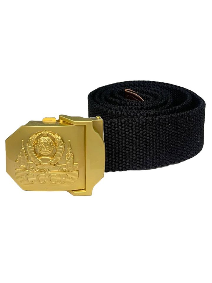 Ремень тактический брючный с золотистой пряжкой СССР (черный)