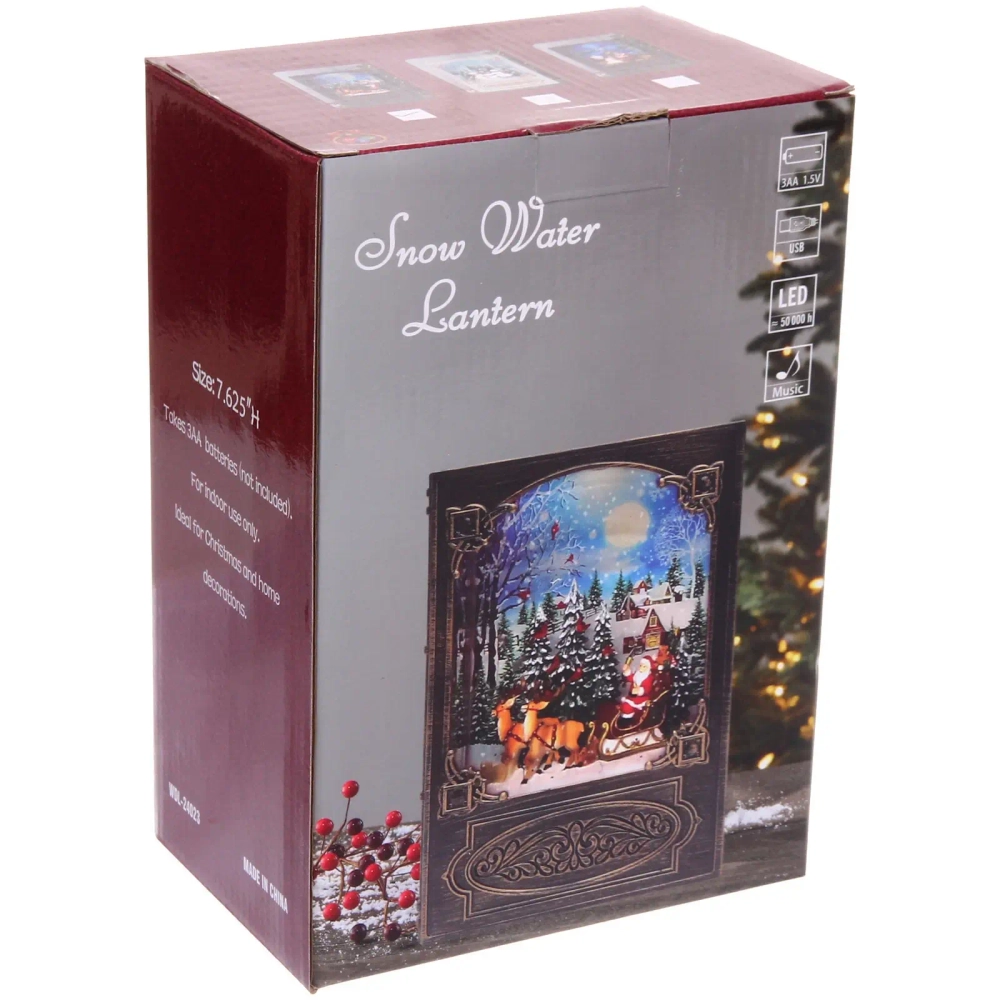 Сувенир с подсветкой «Книга сказок» 13.2*6.9*19.1 см (8 мелодий, USB + батарейки, подсветка, парящий снег), Бронза