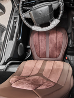 Чехлы Люкс VOLVO FH-13 после 2018 года: водитель от сиденья, пассажир от стойки кабины (один вырез под ремень) (экокожа, коричневый, коричневая вставка)