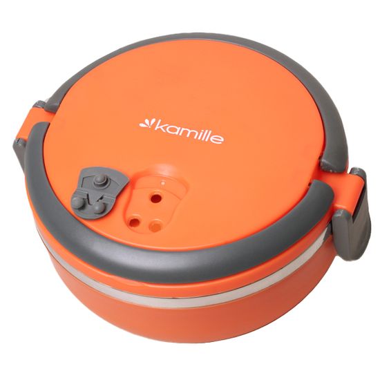 Ланч бокс 700 мл. круглый Kamille КМ-2105 (пластик, нержавеющая сталь)