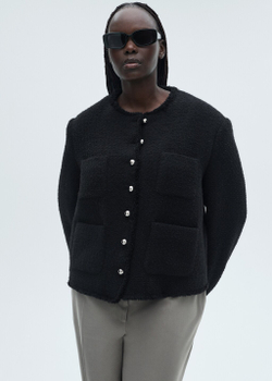 Куртка из твида с пуговицами-стразами