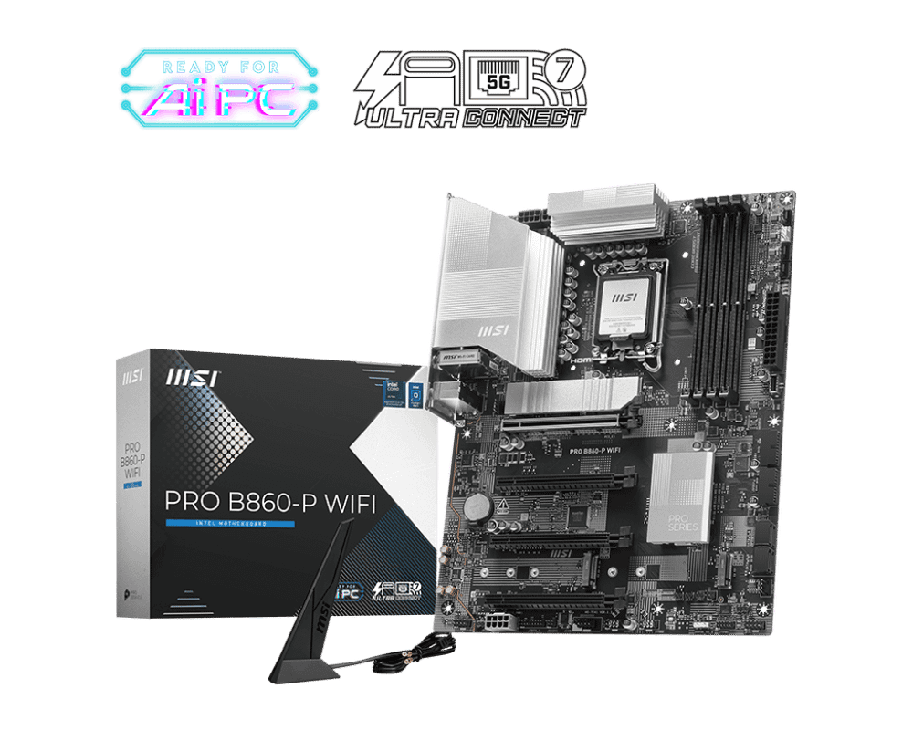Материнская плата MSI PRO B860-P WIFI LGA1851 4xDDR5 4xSATA3 RAID 3xM.2 HDMI Type-C DP ATX