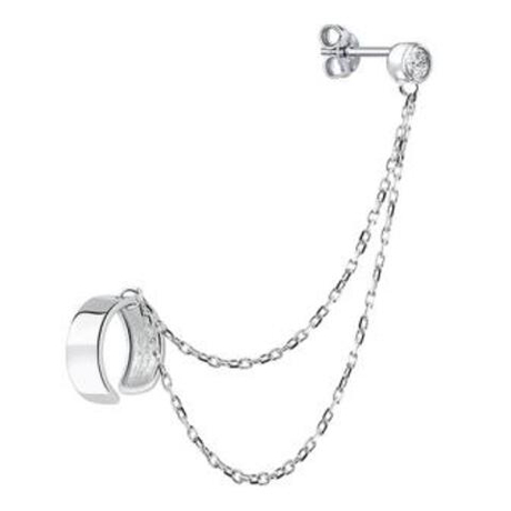 Серьга из серебра с фианитами