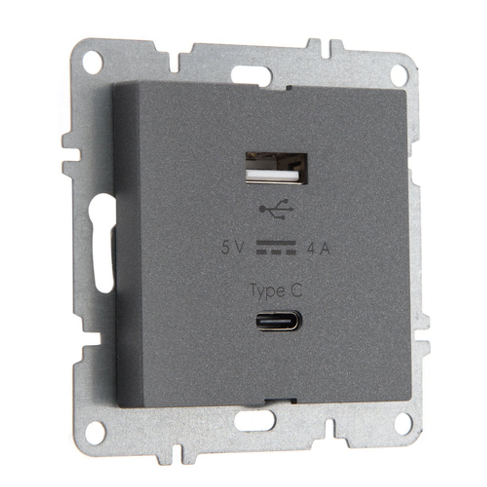 Устройство зарядное USB (A+C) ARVIA Electric, высокоскоростная зарядка, 20В 4.0А, антрацит 50042000312