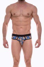 Синие трусы-брифы с разноцветным принтом Don Moris (Размер: M) (Цвет: синий)