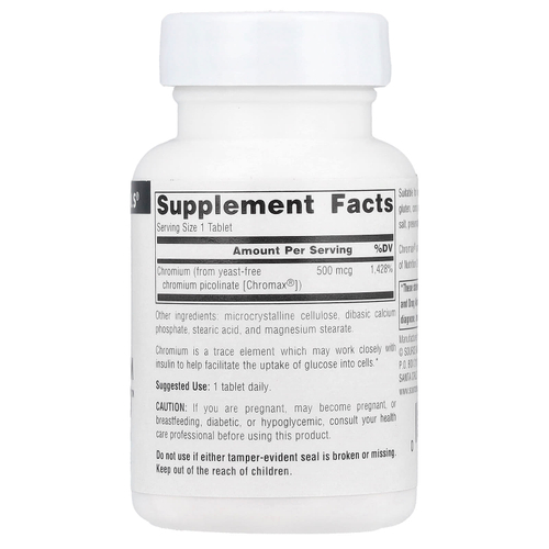 Source Naturals, Ультрапиколинат хрома 500 ™, 500 мкг, 60 таблеток