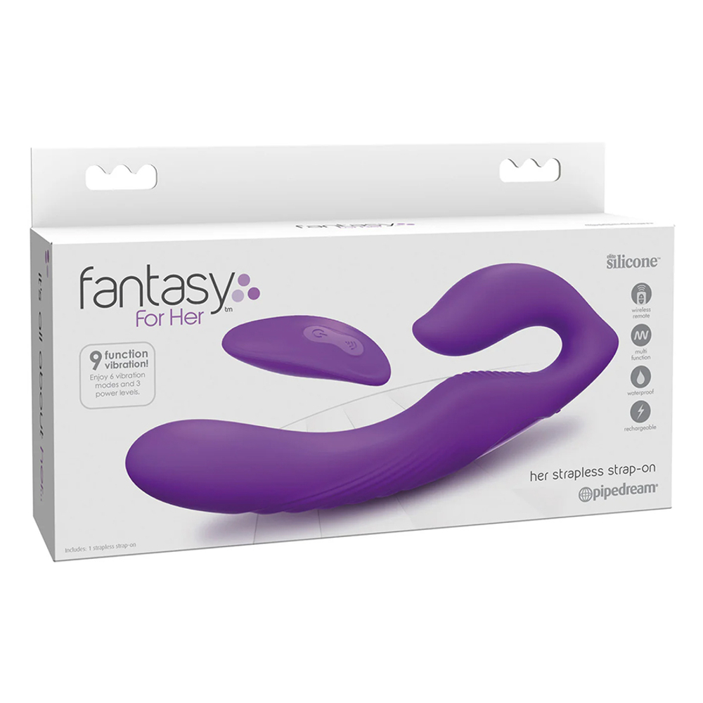 Безремневой вибрострапон 22,2см с пультом ДУ PipeDream Fantasy for Her Ultimate Strapless Strap-On Purple 495412