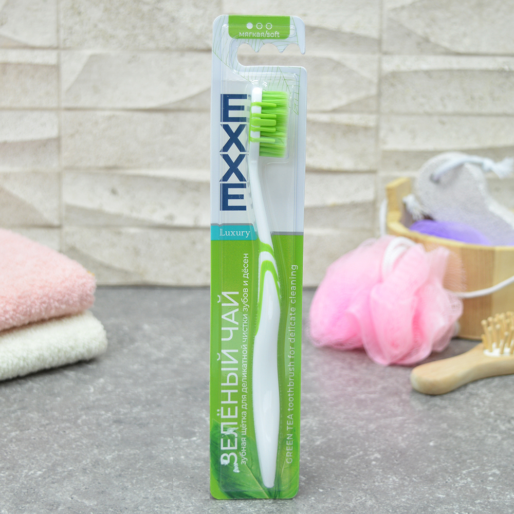 Зубная щетка LUXURY Зеленый чай, 1шт мягкая EXXE