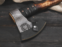 Топор "Брату от брата", рукоять комель берёзы (обжиг)