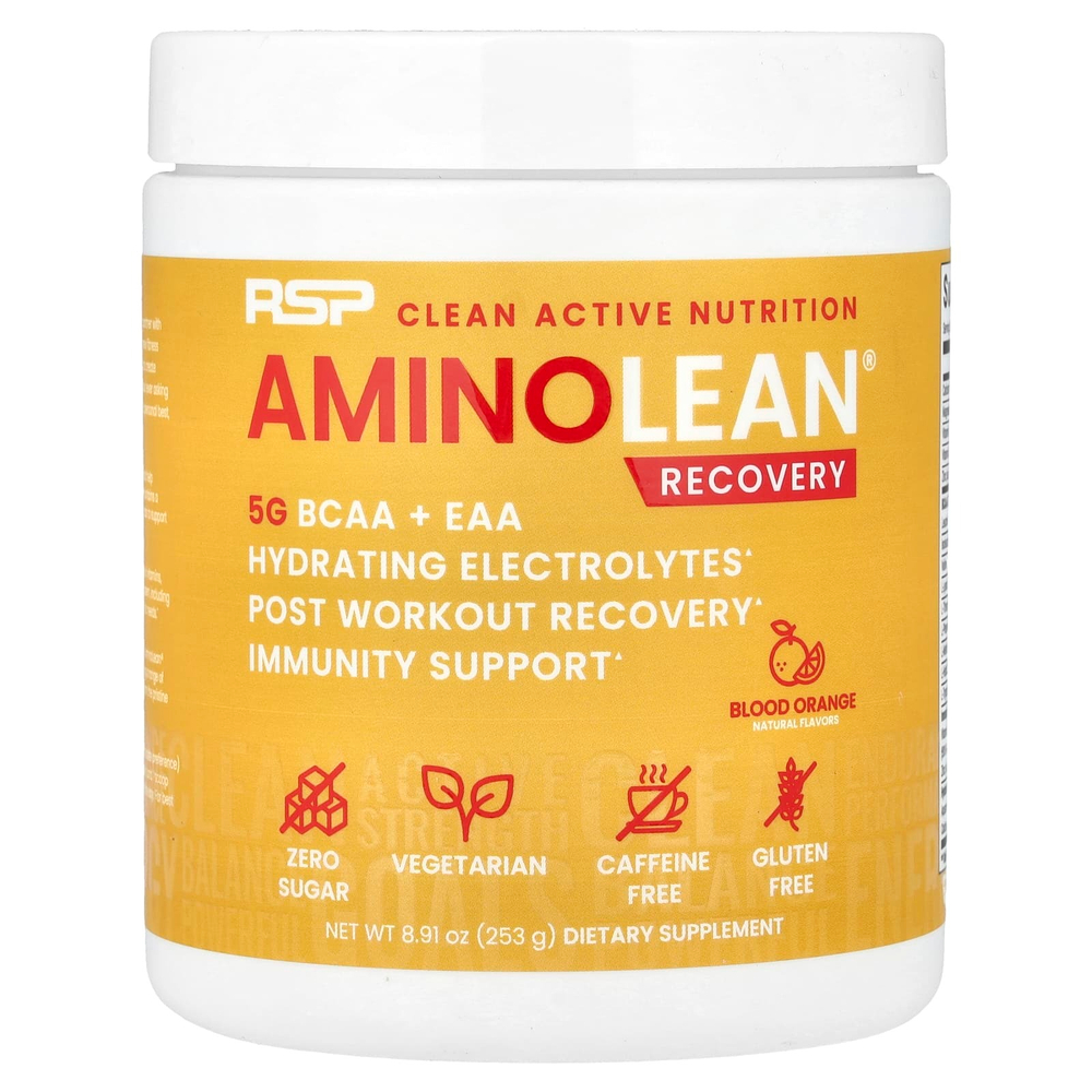 RSP Nutrition, AminoLean® Recovery, без кофеина, красный апельсин, 253 г (8,91 унции)