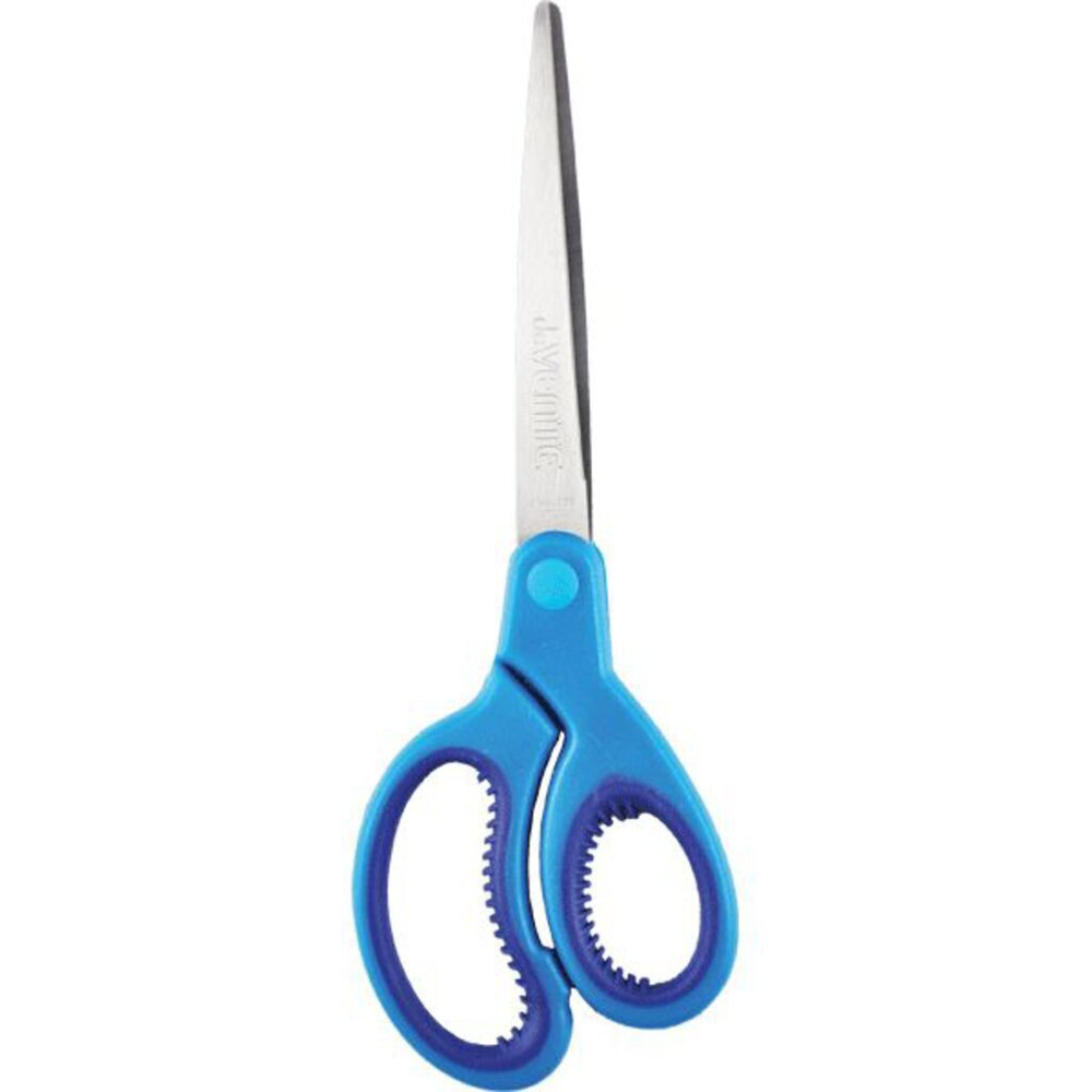 Ножницы детские Космос 17см, двухцветные  прорезиненные кольца с лепестками