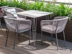 "Руссо" обеденный стол из HPL квадратный 90х90см, цвет светло-серый