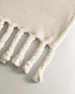 Zara Home - Флисовый плед с бахромой, экрю, 160x240 см