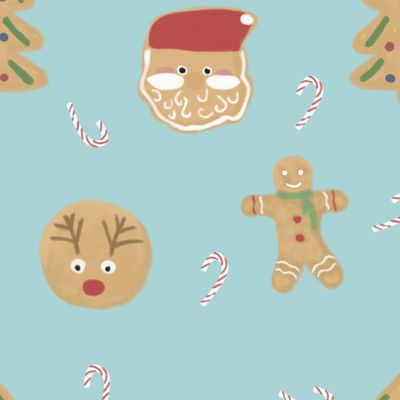 Новогодние печенюшки на голубом