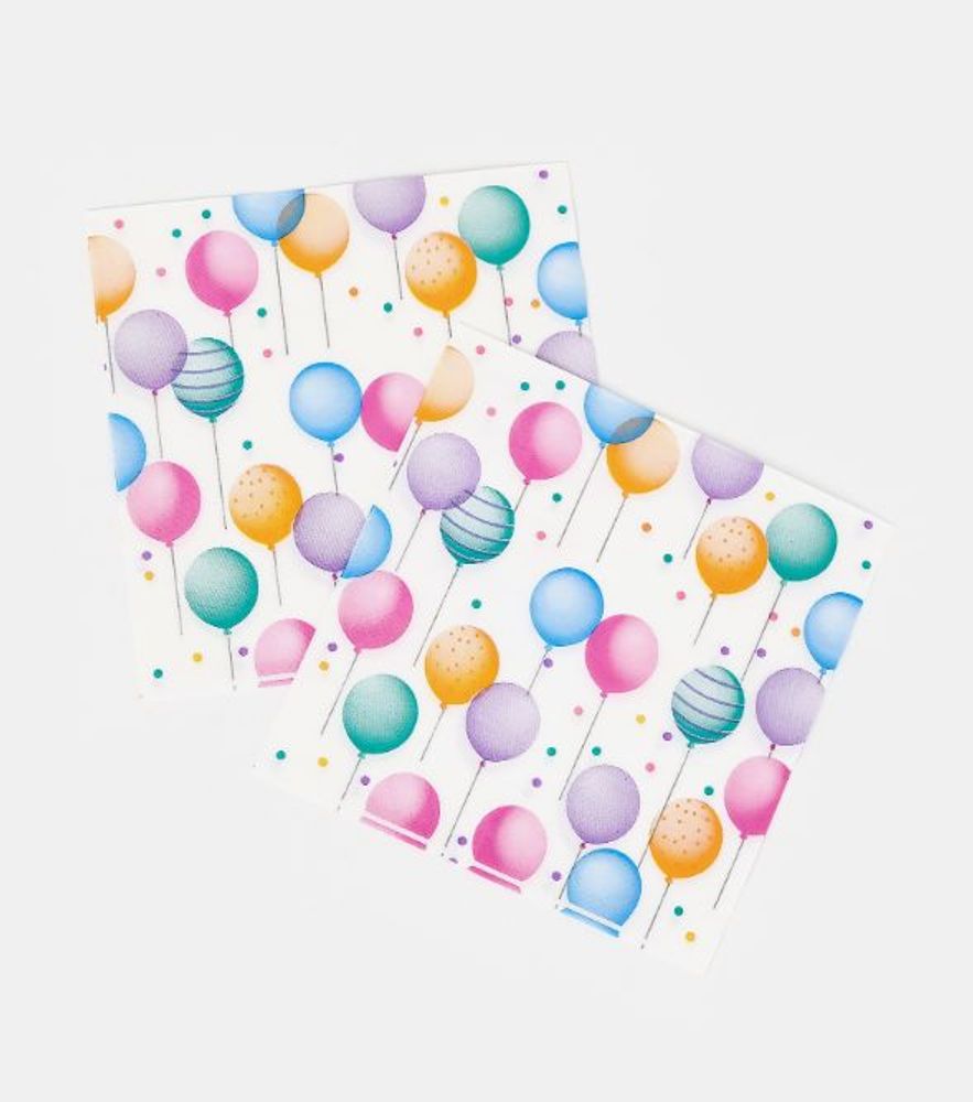 Салфетки бумажные "Happy birthday", принт шары, 20 шт.