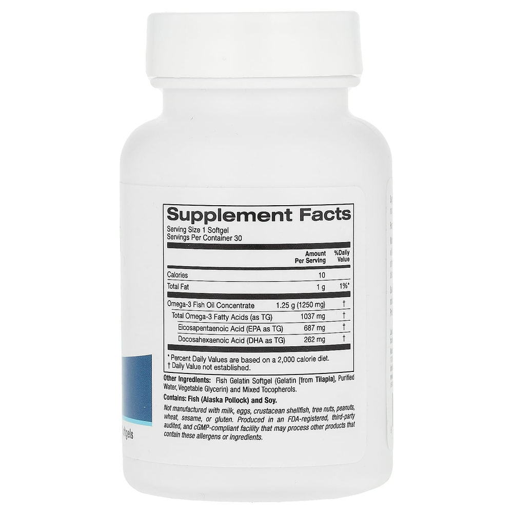 Lake Avenue Nutrition, рыбий жир с омега-3, 30 капсул из рыбьего желатина (1250 мг в 1 капсуле)