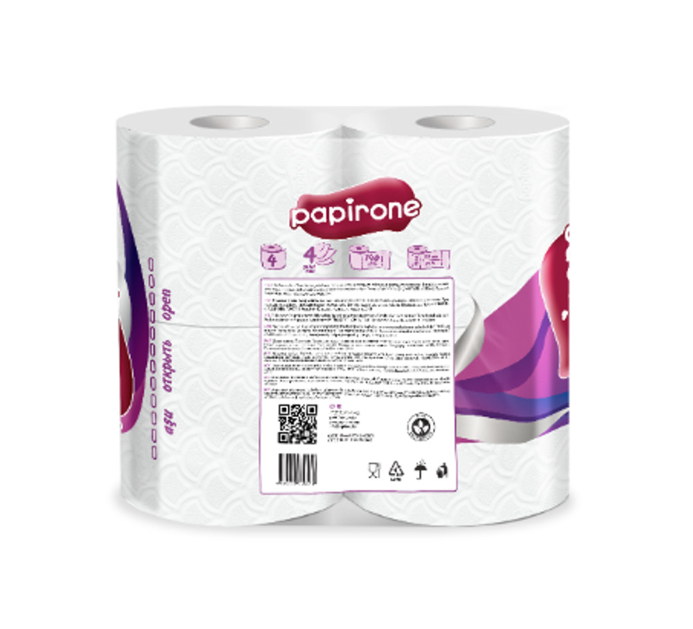 Туалетная бумага Papirone Premium 4 рулона, 4-х слойная Velvet