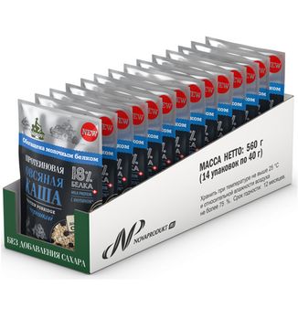 Протеиновая каша быстрого приготовления "Bionova" овсяная с черникой, 40г.  (шоубоксами по 14шт)