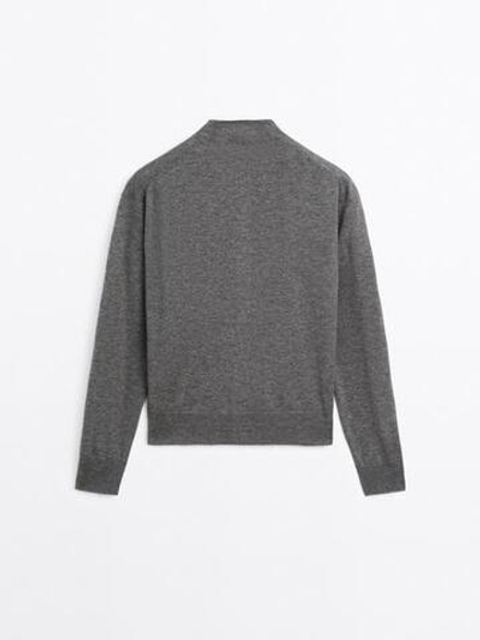 Massimo Dutti Вязаный кардиган с воротником-стойкой, серый