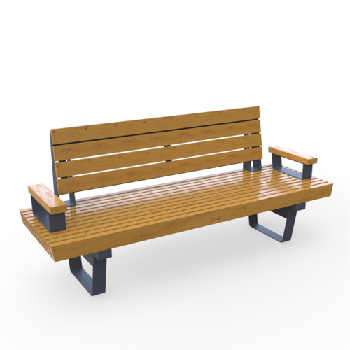 Скамейка Rail Road 02 продольная с подлокотниками