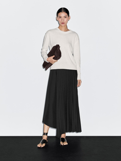 Massimo Dutti Юбка асимметричного кроя в складку, черный