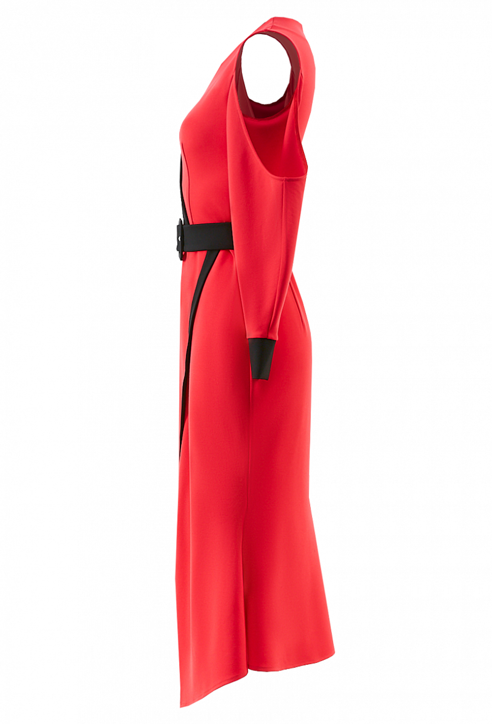 Трикотажное платье с поясом красное 22-02-20 SS