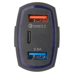 Автомобильное зарядное устройство FY-206 (12V-24V, USB 2/TYPE-C:5V-Max 2.4A, QC3.0: 5V/3A,9V/2A,12V/1.5A) KING FY-206