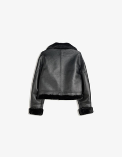 BERSHKA Куртка-дублена, черный