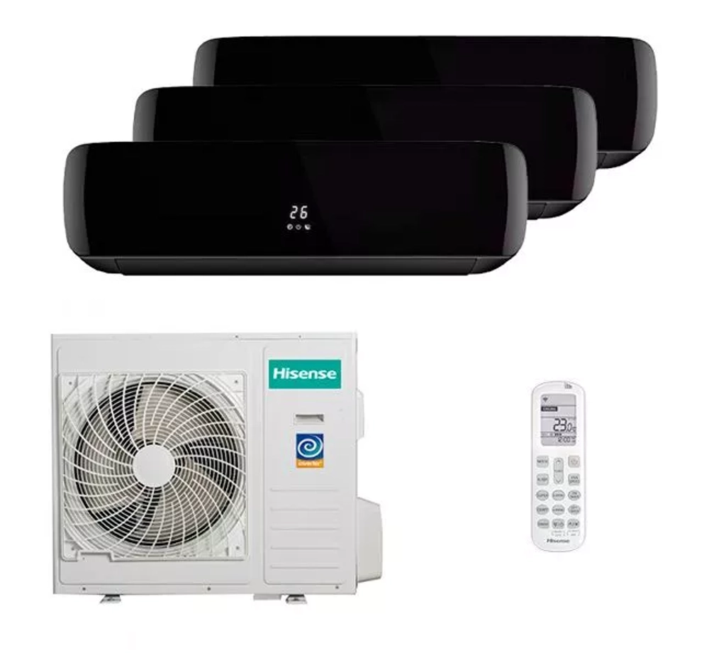 Мульти сплит-система Hisense на 3 комнаты (25+25+25 кв.м.) Black