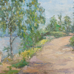 Картина маслом авторская в паспарту 30х40 см на стену для интерьера "Полуденный зной"