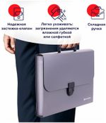 Папка-портфель пластиковая BRAUBERG "ПРОЕКТ", А4 (330х240х35 мм), 13 отделений, серый, РОССИЯ, 226027