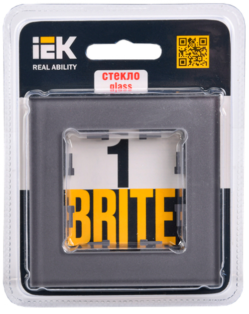 BRITE Рамка 1 -местная РУ-1-2-БрСе стекло серый IEK