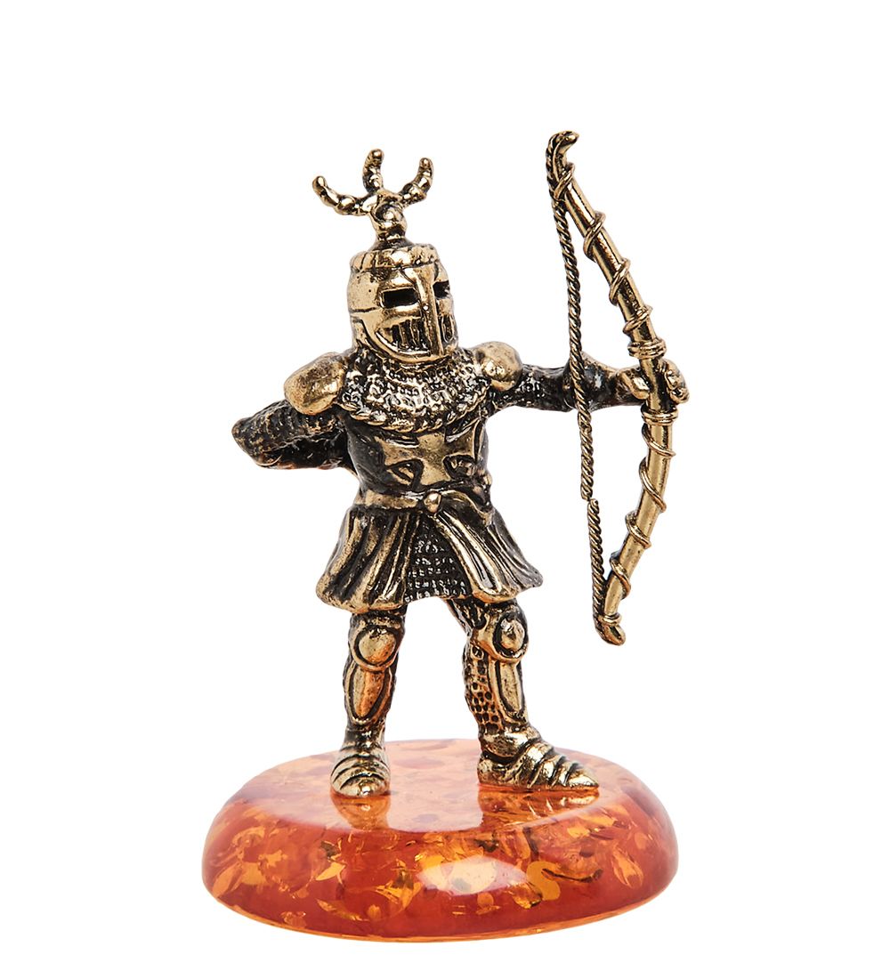 Народные промыслы AM-1273 Фигурка «Рыцарь лучник» (латунь, янтарь)
