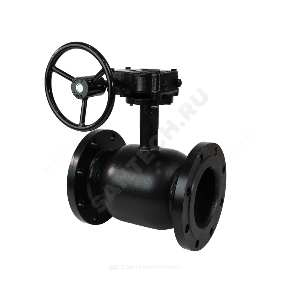 Кран шаровой сталь 09Г2С Ballomax КШТ 61.103 Ду 200 Ру16 фл L=410мм с редуктором BROEN КШТ 61.103.200.Р.16