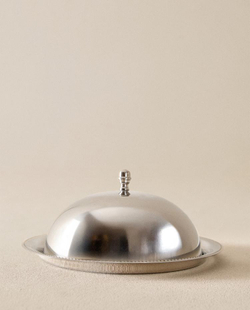 ZARA HOME ПОДНОС СО СТАЛЬНЫМ КУПАЛОМ, СЕРЫЙ