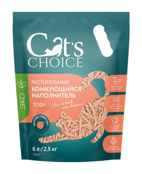 Cat's choice Тофу наполнитель с ароматом "Персик" 6л, 2,5кг.