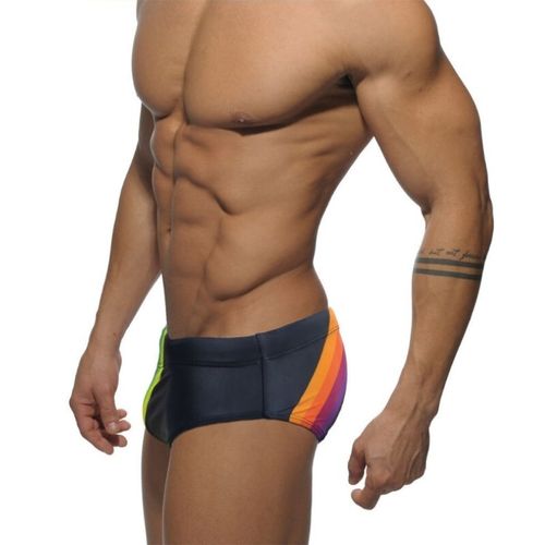 Мужские плавки черные с разноцветными полосками Romeo Rossi 6613-2