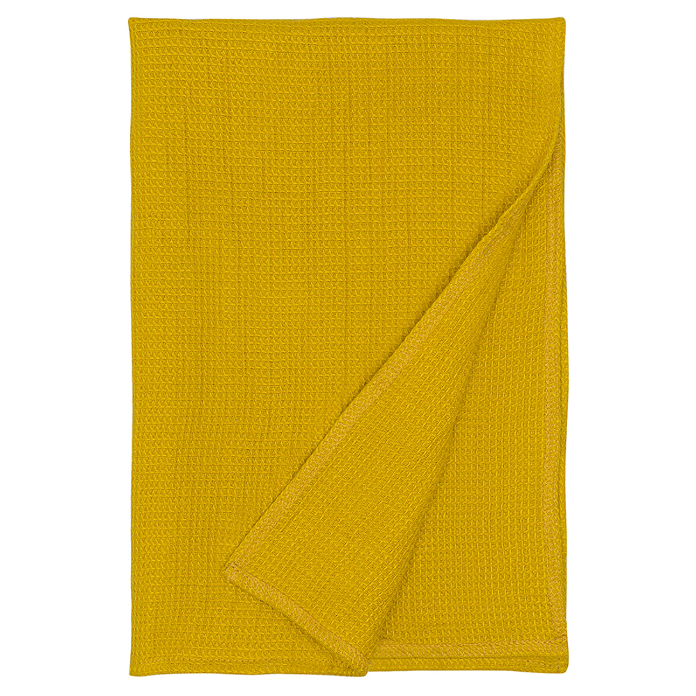 Набор из двух кухонных жаккардовых полотенец горчичного цвета из коллекции essential
